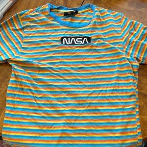 Colorful Striped NASA T-Shirt Size M